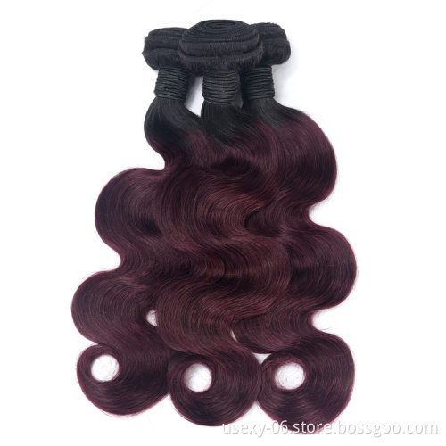 Brazilian Raw Virgin Hair Ombre 1B 99J Human Hair Weave Bundles 100 Cheap Ombre Hair Extension For Braiding
